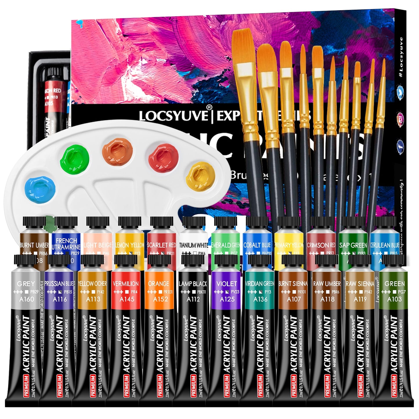 Acrylic Paint 36 Colors 22ml Tube Acrylic Paint Set, Paint For Fabric,  Clothing, Painting, Rich Pigments For Artists Painting
